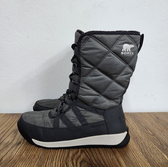 Sorel Whitney II Tall Lace Waterproof Like New Gray Boots Women's Size 10 - Picture 3 of 15